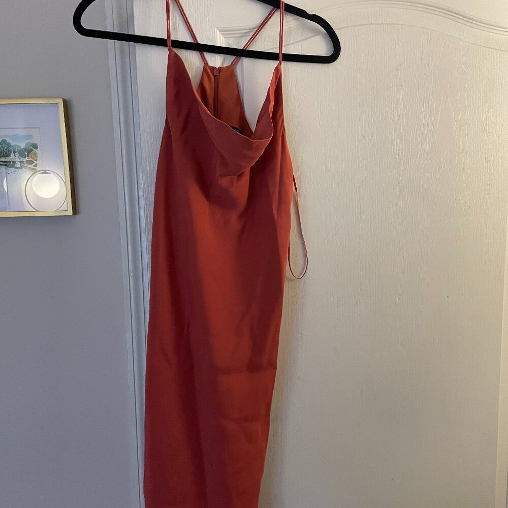C/MEO Collective Women’s Orange Slip Dress Hang Tight Cowl Neck, XS, Brand new